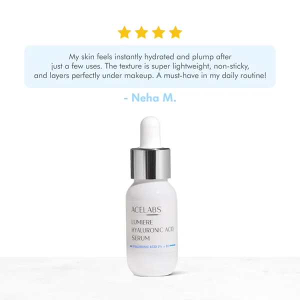 lumiere 2% hyaluronic acid face serum – deep hydration for plump, dewy skin