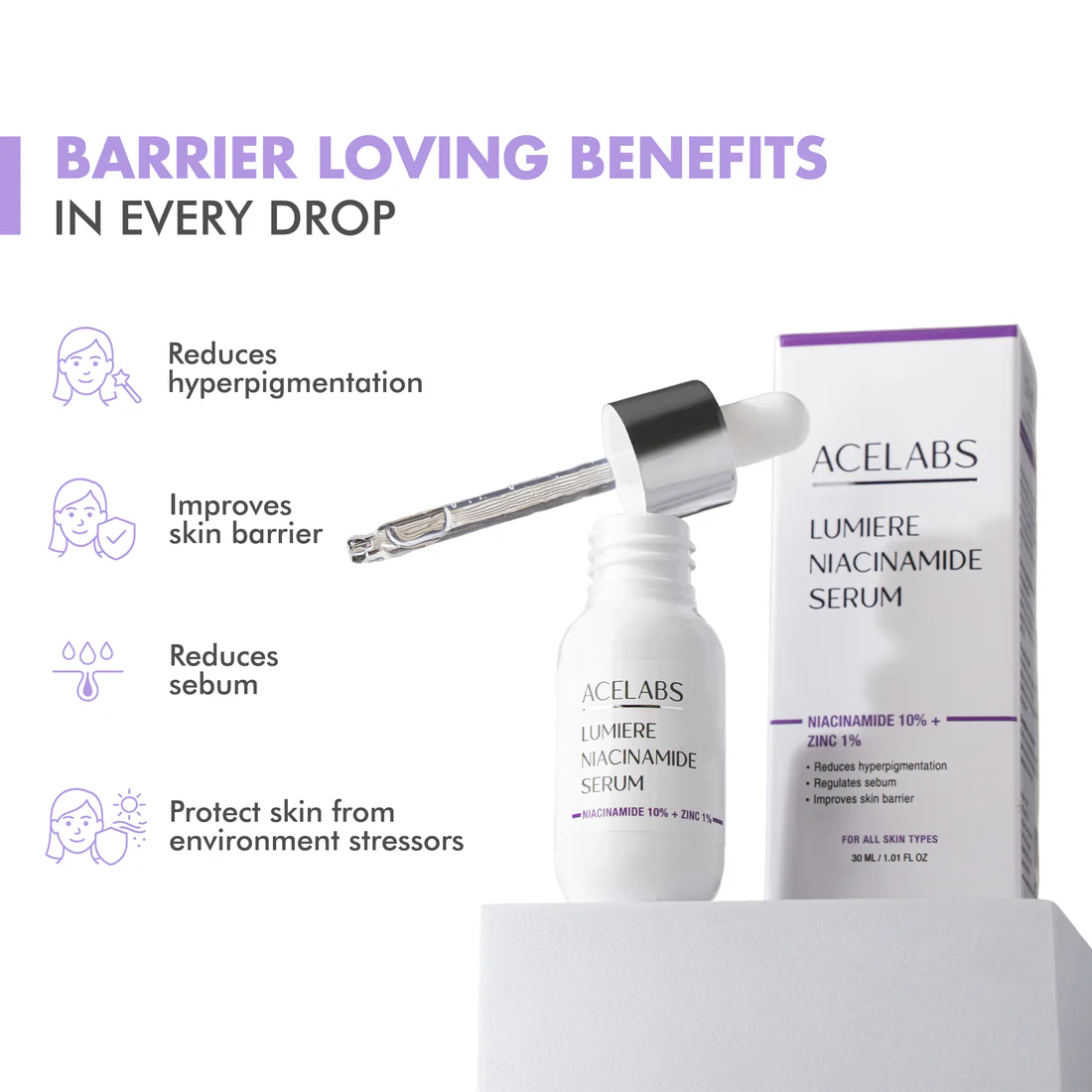 lumiere 10% niacinamide face serum – for pigmentation & acne prone skin 4.6 rating