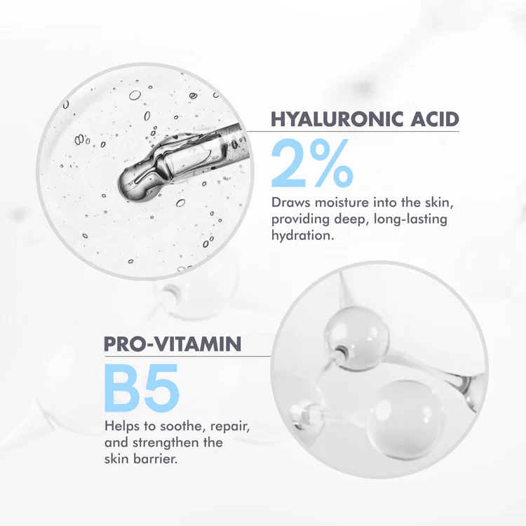 hydrating hyaluronic acid serum with 2 hyaluronic acid and pro vitamin b5 for deep skin hydration